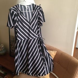 a new day Striped Faux Wrap Dress